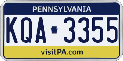PA license plate KQA3355