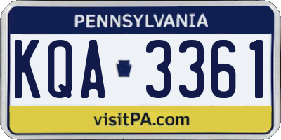 PA license plate KQA3361