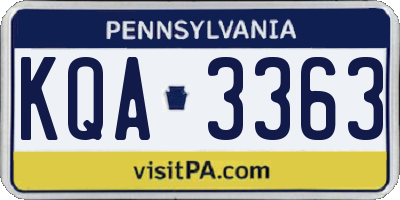 PA license plate KQA3363