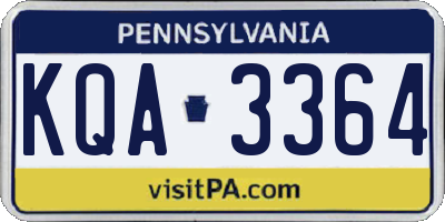 PA license plate KQA3364