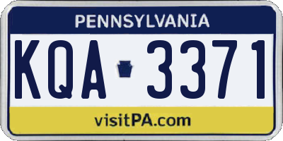 PA license plate KQA3371