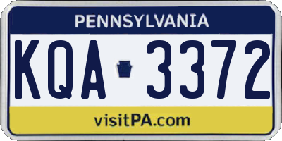 PA license plate KQA3372