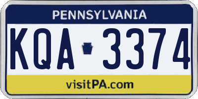PA license plate KQA3374