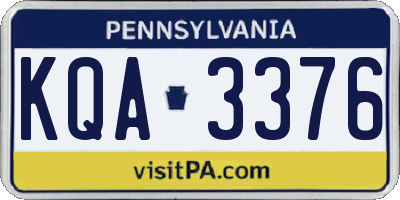 PA license plate KQA3376