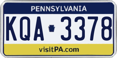 PA license plate KQA3378