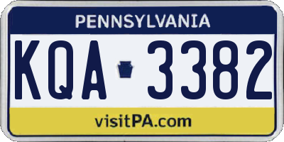 PA license plate KQA3382