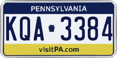 PA license plate KQA3384