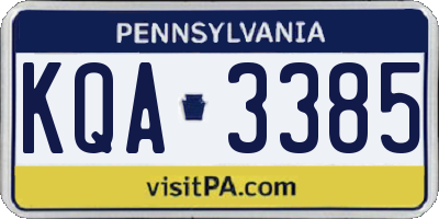 PA license plate KQA3385