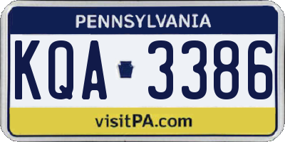 PA license plate KQA3386