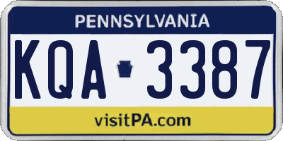 PA license plate KQA3387
