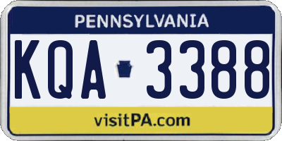 PA license plate KQA3388
