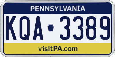 PA license plate KQA3389