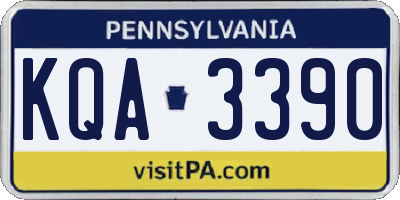 PA license plate KQA3390