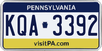 PA license plate KQA3392