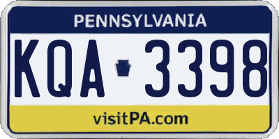 PA license plate KQA3398
