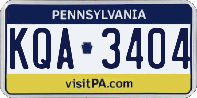 PA license plate KQA3404