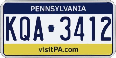 PA license plate KQA3412
