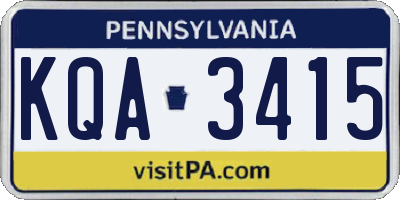 PA license plate KQA3415
