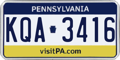 PA license plate KQA3416