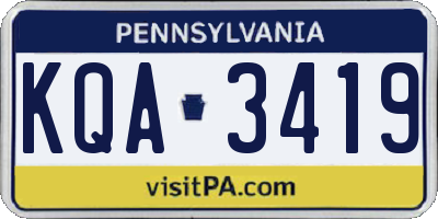 PA license plate KQA3419
