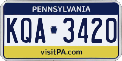 PA license plate KQA3420