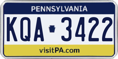 PA license plate KQA3422