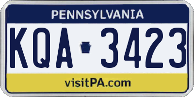 PA license plate KQA3423