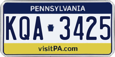 PA license plate KQA3425