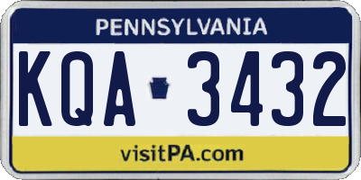 PA license plate KQA3432