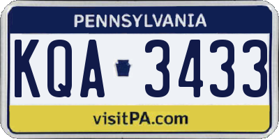 PA license plate KQA3433