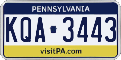 PA license plate KQA3443