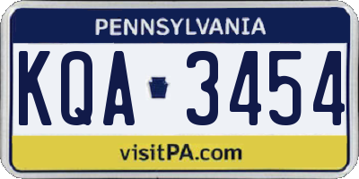PA license plate KQA3454