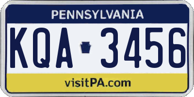 PA license plate KQA3456