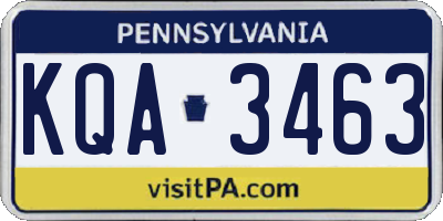 PA license plate KQA3463