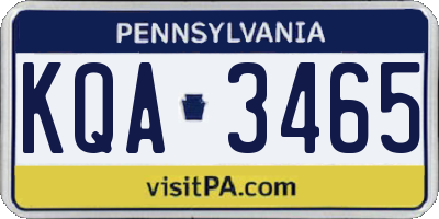 PA license plate KQA3465