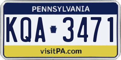 PA license plate KQA3471