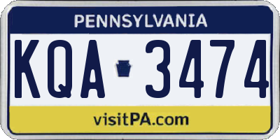 PA license plate KQA3474
