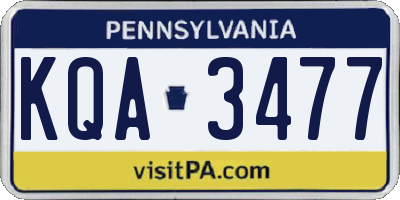 PA license plate KQA3477