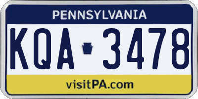 PA license plate KQA3478