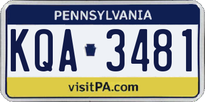 PA license plate KQA3481