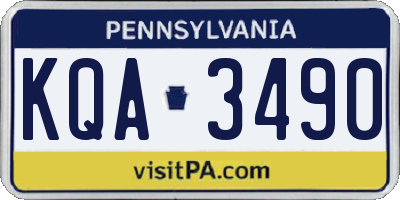 PA license plate KQA3490