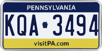 PA license plate KQA3494