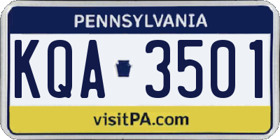 PA license plate KQA3501