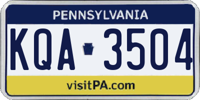 PA license plate KQA3504