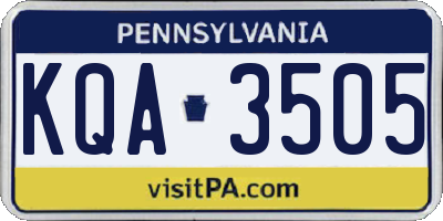 PA license plate KQA3505