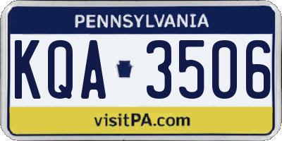 PA license plate KQA3506