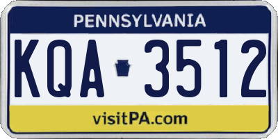 PA license plate KQA3512