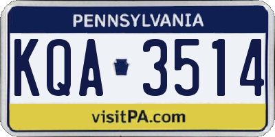 PA license plate KQA3514
