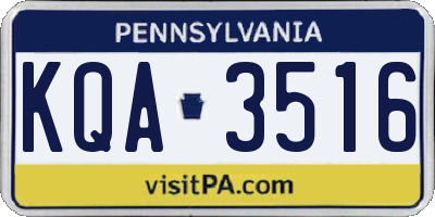 PA license plate KQA3516