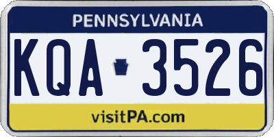 PA license plate KQA3526